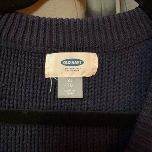 Old Navy Blue Crew Neck Sweater with Ribbed Texture Dark Blue